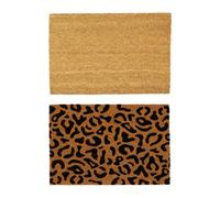Nicola Spring Coir Door Mat Set - 60 X 40Cm - Leopard - 2X Indoor Outdoor Floor Mat Dirt Trapper Rug Non Slip Backing Doormat