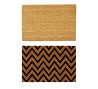 Nicola Spring Coir Door Mat Set - 60 X 40Cm - Zig Zag - 2X Indoor Outdoor Floor Mat Dirt Trapper Rug Non Slip Backing Doormat