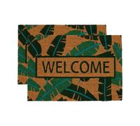 Nicola Spring Coir Door Mats - 60 x 40cm - Banana Leaf - Pack of 2 in Green | Size: 40 cm x 60 cm Nicola Spring Green 40 cm x 60 cm