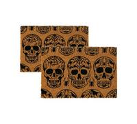 Nicola Spring Coir Door Mats - 60 X 40Cm - Day Of The Dead - 2X Indoor Outdoor Floor Mat Dirt Trapper Rug Non Slip Backing Doormat