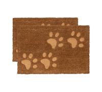 Nicola Spring Coir Door Mats - 60 x 40cm - Embossed Paw Prints - Pack of 2 in Brown | Size: 40 cm x 60 cm Nicola Spring Brown 40 cm x 60 cm