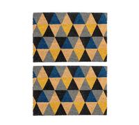 Nicola Spring Coir Door Mats - 60 X 40Cm - Geometric - 2X Indoor Outdoor Floor Mat Dirt Trapper Rug Non Slip Backing Doormat