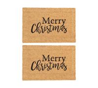 Nicola Spring Coir Door Mats - 60 X 40Cm - Merry Christmas - 2X Indoor Outdoor Floor Mat Dirt Trapper Rug Non Slip Backing Doormat