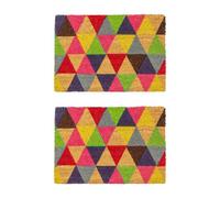 Nicola Spring Coir Door Mats - 60 X 40Cm - Triangle - 2X Indoor Outdoor Floor Mat Dirt Trapper Rug Non Slip Backing Doormat