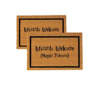 Nicola Spring Coir Door Mats - 60 X 40Cm - Wizards Welcome - 2X Indoor Outdoor Floor Mat Dirt Trapper Rug Non Slip Backing Doormat