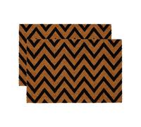 Nicola Spring Coir Door Mats - 60 X 40Cm - Zig Zag - 2X Indoor Outdoor Floor Mat Dirt Trapper Rug Non Slip Backing Doormat