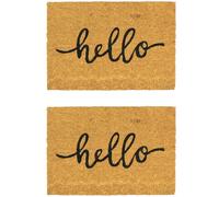 Nicola Spring Coir Door Mats - 90 X 60Cm - Hello - 2X Indoor Outdoor Floor Mat Dirt Trapper Rug Non Slip Backing Doormat