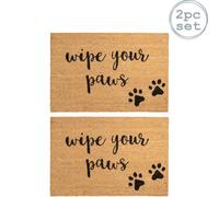 Nicola Spring Coir Door Mats - 90 X 60Cm - Paws - 2X Indoor Outdoor Floor Mat Dirt Trapper Rug Non Slip Backing Doormat