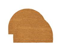 Nicola Spring Coir Half Moon Door Mats 60 x 40cm Classic Pack of 2 in Brown | Size: 40 cm x 60 cm Nicola Spring Brown 40 cm x 60 cm