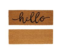 Nicola Spring Coir Step Mats - 60 x 20cm - Hello - Pack of 2 in Brown | Size: 39 cm x 60 cm Nicola Spring Brown 39 cm x 60 cm
