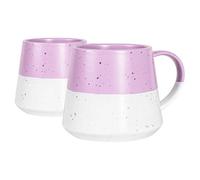 Nicola Spring Colour Block Flecked Stoneware Belly Coffee Mugs - 370Ml - Lavender - Pack Of 2