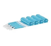 Nicola Spring Cotton Hand Towels - 100 x 60cm - Light Blue - Pack of 4 - Turkish Hammam Small Quick Drying Bathroom Face Cloth Hand Towel Kitchen Cloth