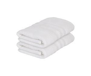 Nicola Spring Cotton Hand Towels - White - 90cm x 50cm - Pack of 2 - Adults Small Thick Fluffy Luxury Quick Dry Bathroom Soft Hotel Quality Face Cloth Towel