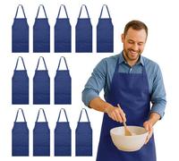 Nicola Spring Cotton Kitchen Bib Aprons - One Size - Navy - Pack Of 12