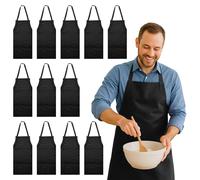 Nicola Spring Cotton Kitchen Bib Aprons - One Size - Pack of 12 in Black Nicola Spring Black