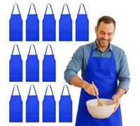 Nicola Spring Cotton Kitchen Bib Aprons - One Size - Pack of 12 in Blue Nicola Spring Blue