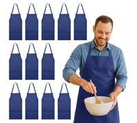 Nicola Spring Cotton Kitchen Bib Aprons - One Size - Pack of 12 in Navy Nicola Spring Navy