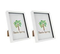 Nicola Spring Deep 3D Box Photo Frames A4 8 x 12 Inch - White - Pack of 2 | Acrylic Construction, Three Display Depths, Portrait & Landscape Display, Foldaway Stand, Wall-Mountable Design