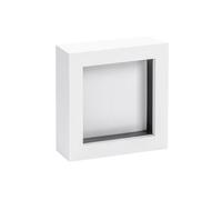 Nicola Spring Deep Square Acrylic 3D Box Photo Frame 4 x 4 Inch - White | Three Display Depths, Durable Acrylic Construction, Foldaway Stand, Wall-Mountable Design, Freestanding Display