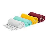 Nicola Spring Deluxe Cotton Turkish Bath Towels - 4 Colours - 162 x 90cm - Pack of 4 - Lightweight Absorbent Large Adults Kids Drying Sheet Pool Towel for Beach, Bathroom, Gym, Shower, Sauna