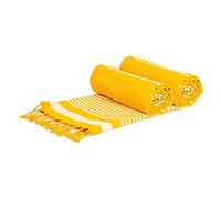 Nicola Spring Deluxe Cotton Turkish Bath Towels - Yellow - 162 x 90cm - Pack of 2 - Lightweight Absorbent Large Adults Kids Drying Sheet Pool Towel for Beach, Bathroom, Gym, Shower, Sauna