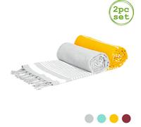 Nicola Spring Deluxe Turkish Cotton Bath Towels - 162 X 90Cm - Grey/yellow - Pack Of 2
