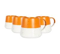 Nicola Spring Dipped Flecked Stoneware Belly Mugs - 370Ml - Burnt Orange - Pack Of 4