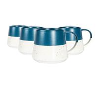 Nicola Spring Dipped Flecked Stoneware Belly Mugs - 370Ml - Navy - Pack Of 4