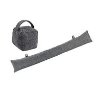 Nicola Spring Door Stop and Draught Excluder Set - Grey - 2pc Herringbone Indoor Decorative Weighted Door Wedge & Interior Wind Stopper Snake Air Seal