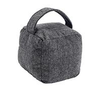 Nicola Spring Fabric Door Stop - Grey - Pack of 1 - Indoor Herringbone Decorative Wedge Stopper Interior Weighted Doorstop with Handle for Home, Office