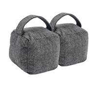 Nicola Spring Fabric Door Stop - Grey - Pack of 2 - Indoor Herringbone Decorative Wedge Stopper Interior Weighted Doorstop with Handle for Home, Office