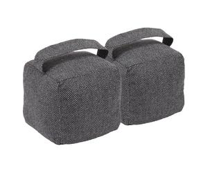 Nicola Spring Fabric Door Stop - Grey - Pack of 2 - Indoor Herringbone Decorative Wedge Stopper Interior Weighted Doorstop with Handle for Home, Office