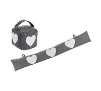 Nicola Spring Fabric Door Stop - Heart - Grey - 2 pcs - Indoor Herringbone Decorative Space-Saving Cube Door Wedge Door Stopper Vintage Interior Weighted Doorstop with Handle for Home, Office