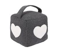 Nicola Spring Fabric Door Stop - Heart Indoor Herringbone Decorative Wedge Stopper Interior Weighted Doorstop With Handle