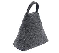 Nicola Spring Fabric Door Stop - Triangle - Grey - Pack of 1 - Indoor Herringbone Decorative Wedge Stopper Interior Weighted Doorstop with Handle for Home, Office