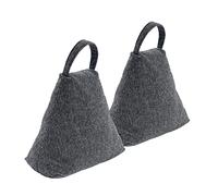 Nicola Spring Fabric Door Stop - Triangle - Grey - Pack of 2 - Indoor Herringbone Decorative Wedge Stopper Interior Weighted Doorstop with Handle for Home, Office
