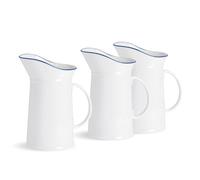 Nicola Spring 3 Piece Country Farmhouse White Water Jug Set with Pourer Spout - 1 Litre