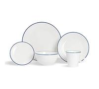 Nicola Spring 20 Piece Country Farmhouse White Dinnerware Set - Dinner, Dessert, Side Plates, Bowls, Coffee Cups - Microwave and Dishwasher Safe