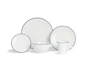 Nicola Spring Farmhouse 20 Piece Crockery Set - White Porcelain Dinnerware with 4 Dinner, 4 Dessert and 4 Side Plates, 4 Bowls & 4 Mugs - Rustic Country Cottage Dishwasher Safe Kitchen Tableware