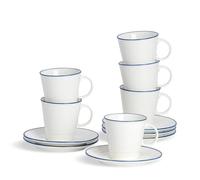 12 Piece White Farmhouse Espresso Cup& Saucer Set - 90Ml