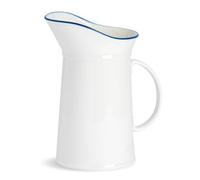 Nicola Spring Farmhouse Water Jug - 1L - White Porcelain Rustic Cottage Pitcher Rolled Rims Comfort Handle & Tapered Spout