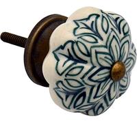 Nicola Spring Floral Ceramic Cabinet Knob - Dark Green | Decorative Cabinet Knob for Cupboards, Drawers, Wardrobes, Dressers, Kitchen Cabinets, Bathroom Furniture & Home Storage