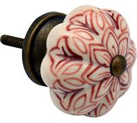 Nicola Spring Floral Ceramic Cabinet Knob - Dark Red | Decorative Cabinet Knob for Cupboards, Drawers, Wardrobes, Dressers, Kitchen Cabinets, Bathroom Furniture & Home Storage