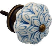Nicola Spring Floral Ceramic Cabinet Knob - Light Blue | Decorative Cabinet Knob for Cupboards, Drawers, Wardrobes, Dressers, Kitchen Cabinets, Bathroom Furniture & Home Storage