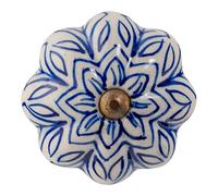 Nicola Spring Floral Ceramic Cabinet Knob - Navy | Decorative Cabinet Knob for Cupboards, Drawers, Wardrobes, Dressers, Kitchen Cabinets, Bathroom Furniture & Home Storage