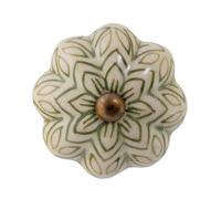 Nicola Spring Floral Ceramic Cabinet Knob - Olive Green