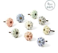 Nicola Spring Floral Ceramic Cabinet Knobs - 9 Colours - Pack Of 9