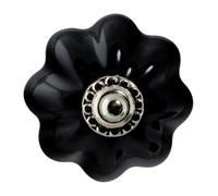 Nicola Spring Floral Ceramic Cabinet Knobs - Black - Pack of 6 | Decorative Cabinet Knob for Cupboards, Drawers, Wardrobes, Dressers, Kitchen Cabinets, Bathroom Furniture & Home Storage