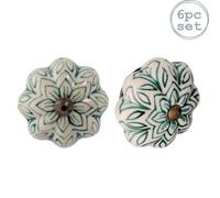 Nicola Spring Floral Ceramic Cabinet Knobs - Dark Green - Pack Of 6