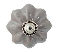 Nicola Spring Floral Ceramic Cabinet Knobs - Grey - Pack of 12 | Decorative Cabinet Knob for Cupboards, Drawers, Wardrobes, Dressers, Kitchen Cabinets, Bathroom Furniture & Home Storage
